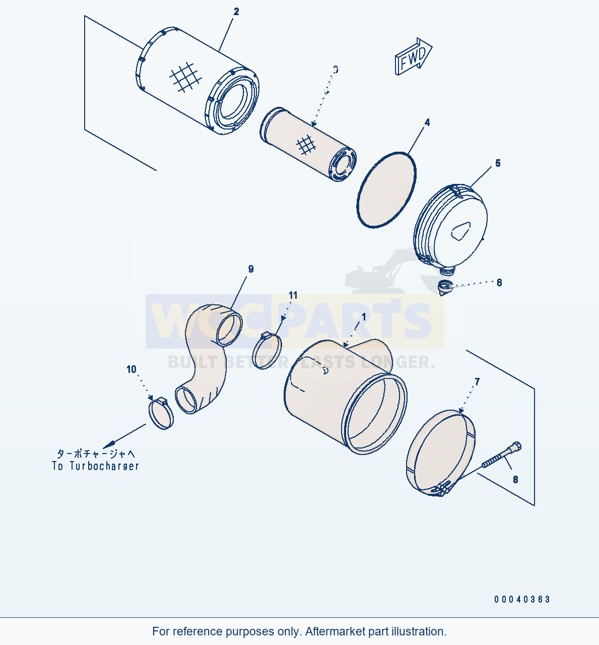 Komatsu WA380-6 Engine Related Parts (Air Cleaner) parts diagram