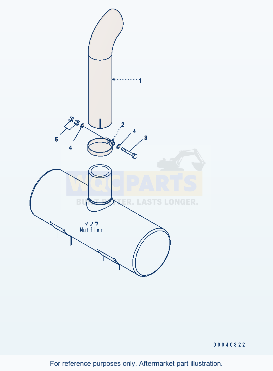 Komatsu WA380-6 Exhaust Pipe Serial H60051 - UP parts diagram
