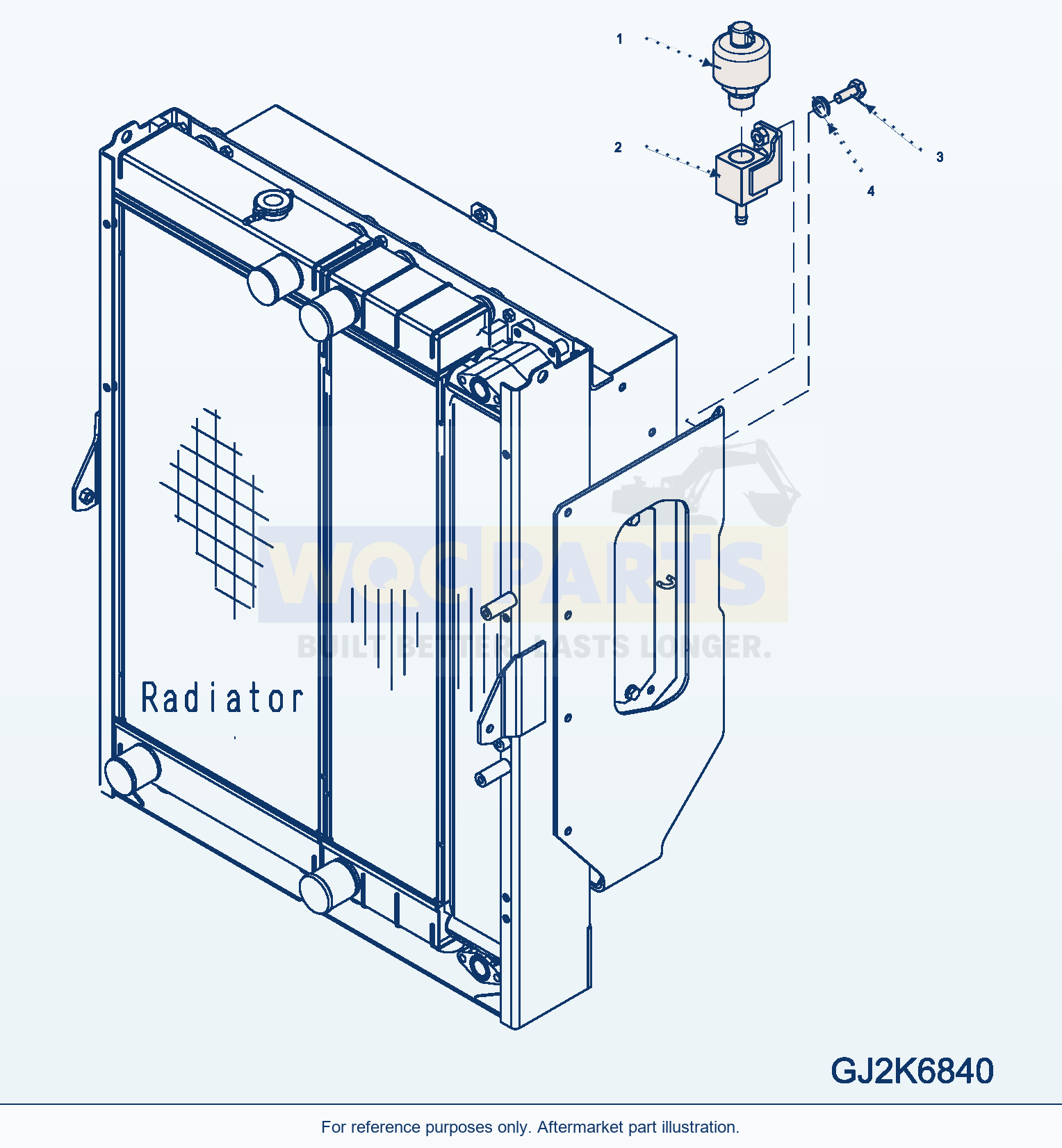 Komatsu WA380-6 Radiator (Fuel Tank Breather) parts diagram