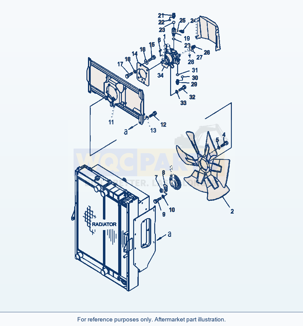 Komatsu WA380-6 Radiator Cooling Fan Serial A54001-UP parts diagram