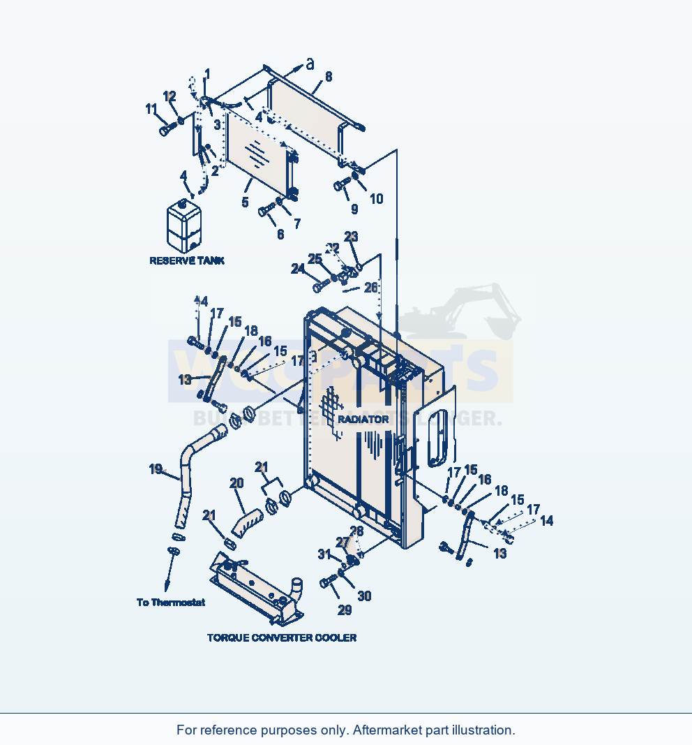 Komatsu WA380-6 Radiator Piping And Condenser Serial A53001-UP parts diagram