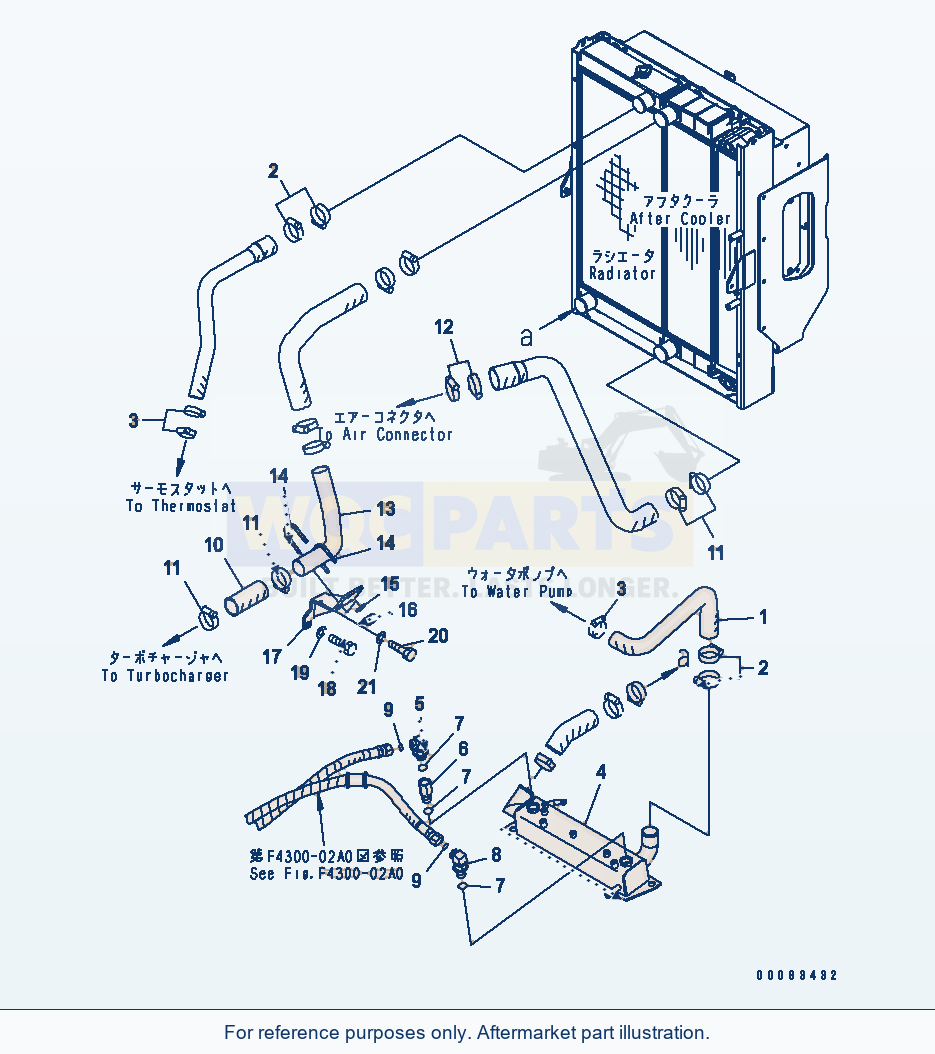 Komatsu WA380-6 Radiator (Piping) (For 90A Alternator)(#65001-) parts diagram