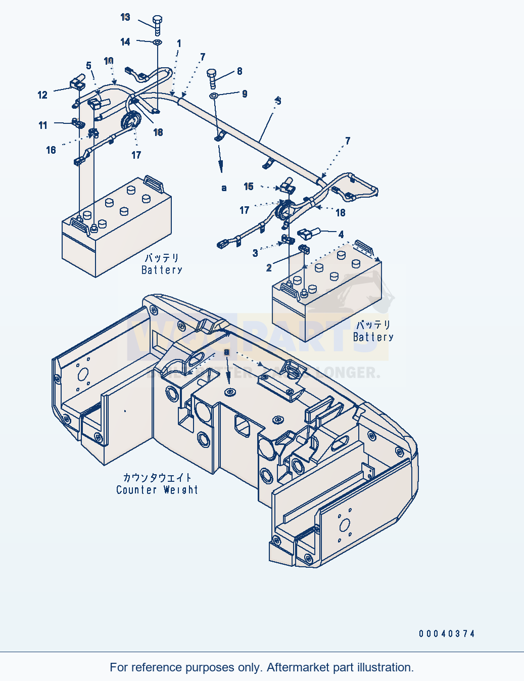 Komatsu WA380-6 Battery Box (Battery Wire) parts diagram