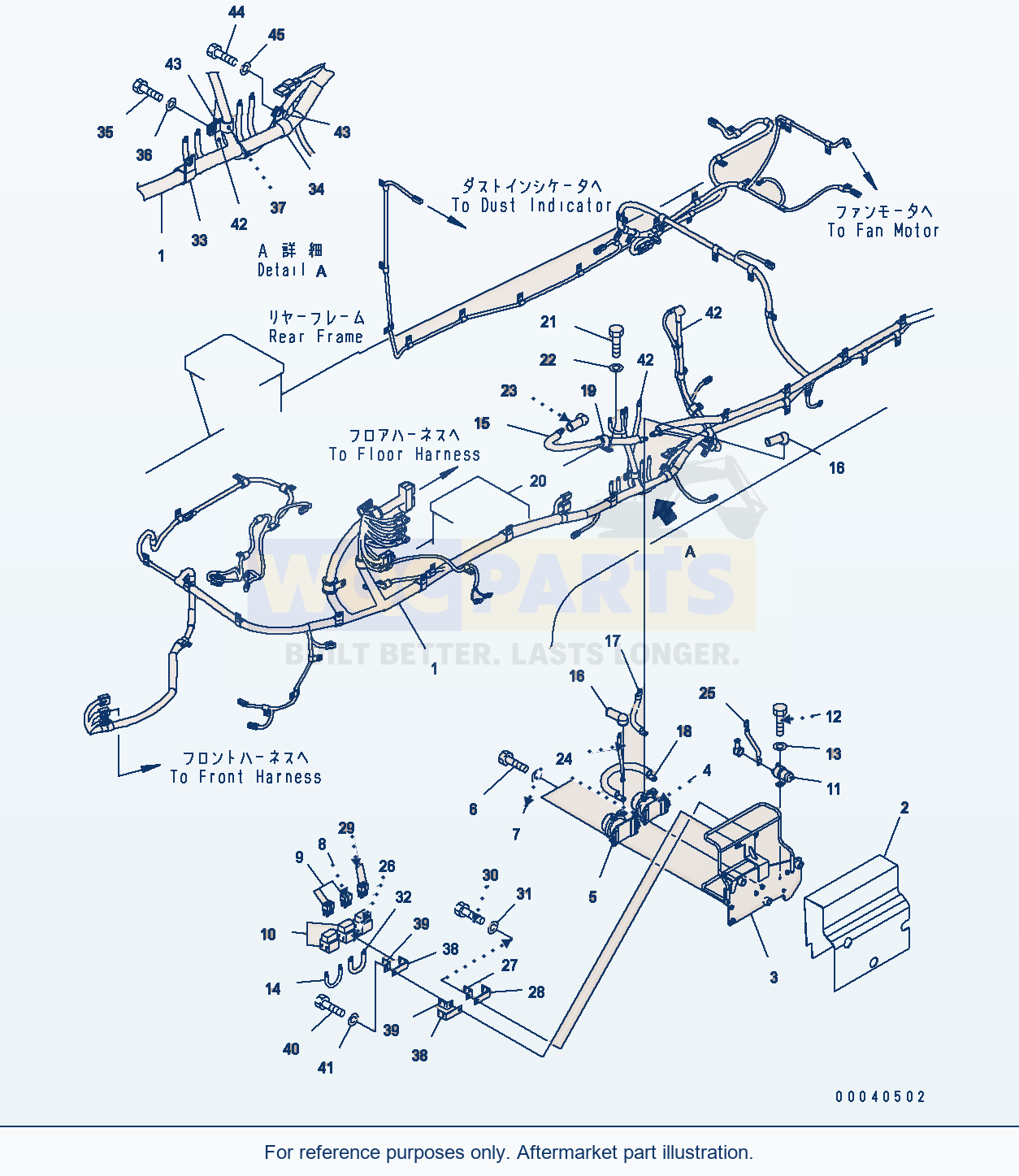 Komatsu WA380-6 Rear Wiring Harness (Switch) parts diagram