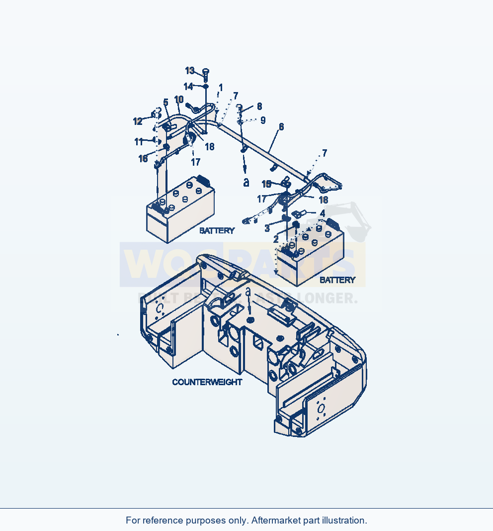 Komatsu WA380-6 Battery Box Battery Wiring parts diagram