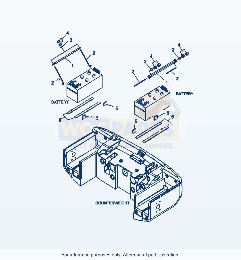 Komatsu WA380-6 Battery Box Holder Serial A54001-UP parts diagram