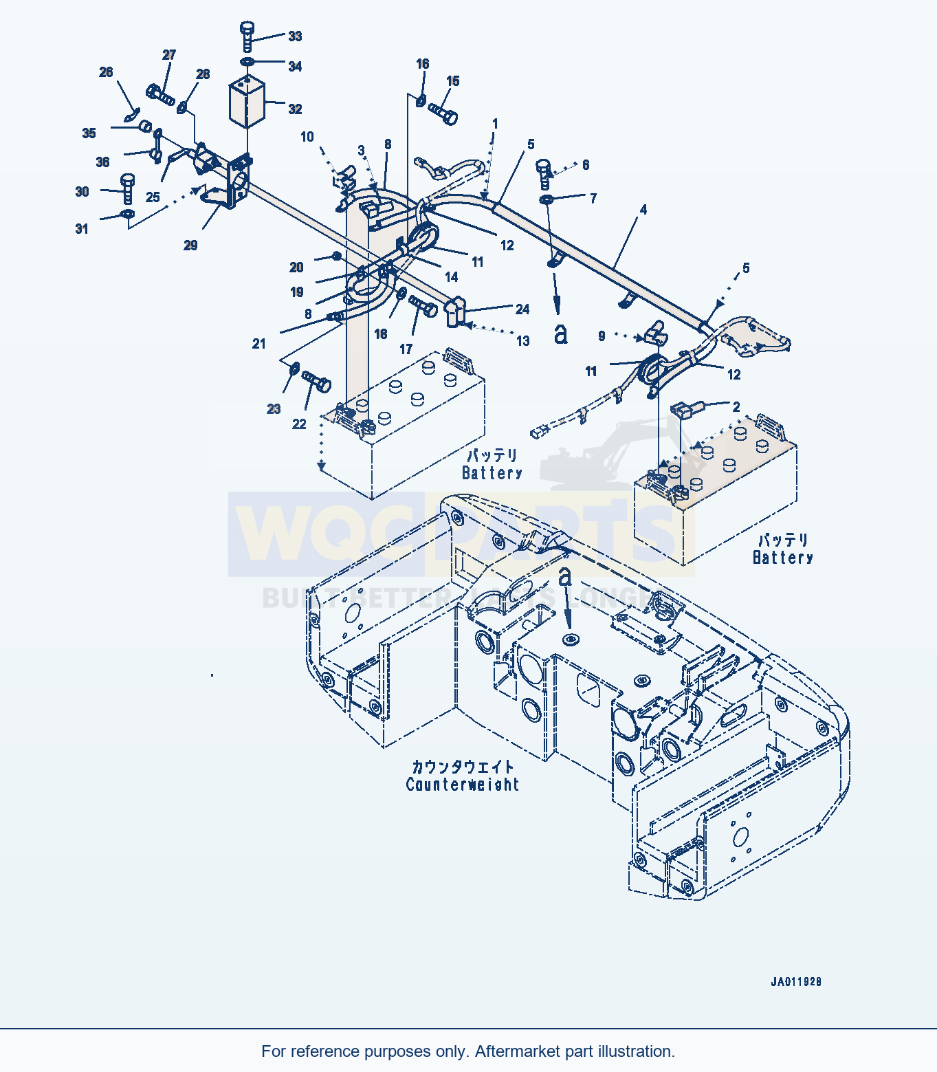 Komatsu WA380-6 Battery Case, Battery Cable (#66090-) parts diagram