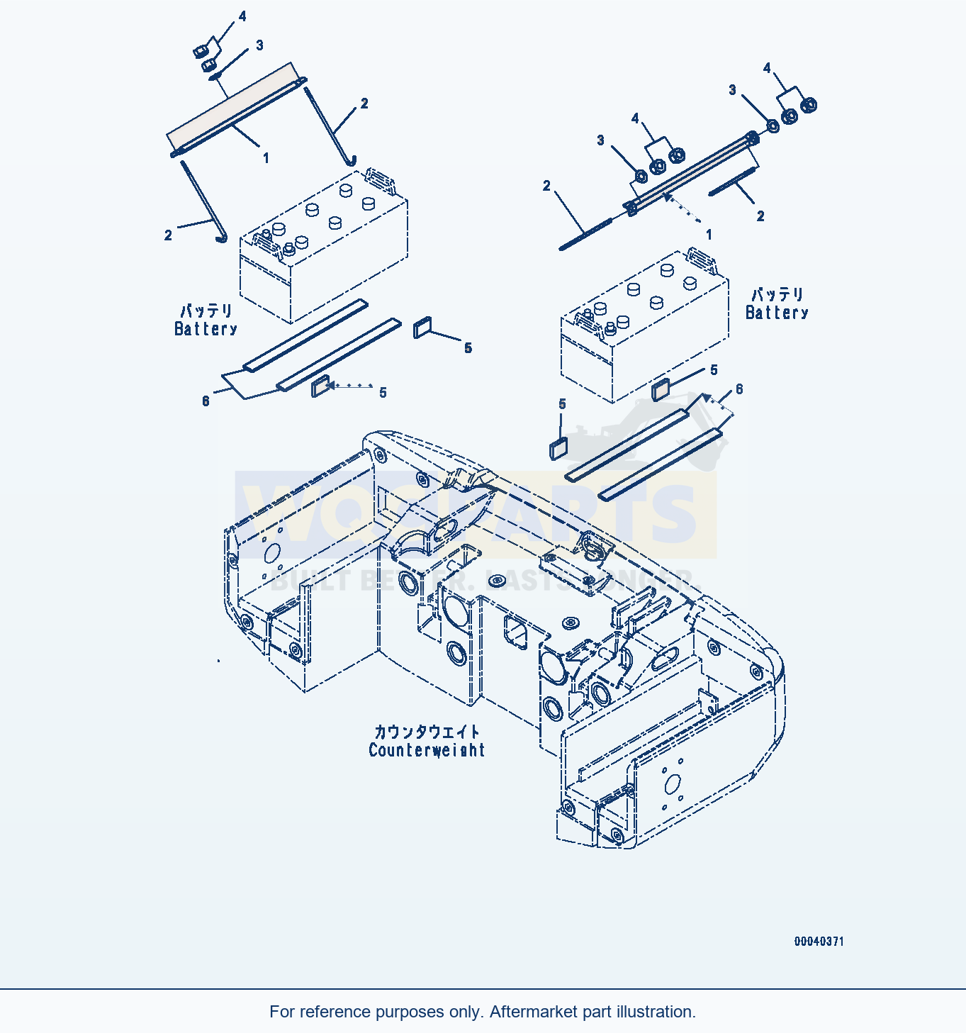 Komatsu WA380-6 Battery Case, Holder (#66090-) parts diagram