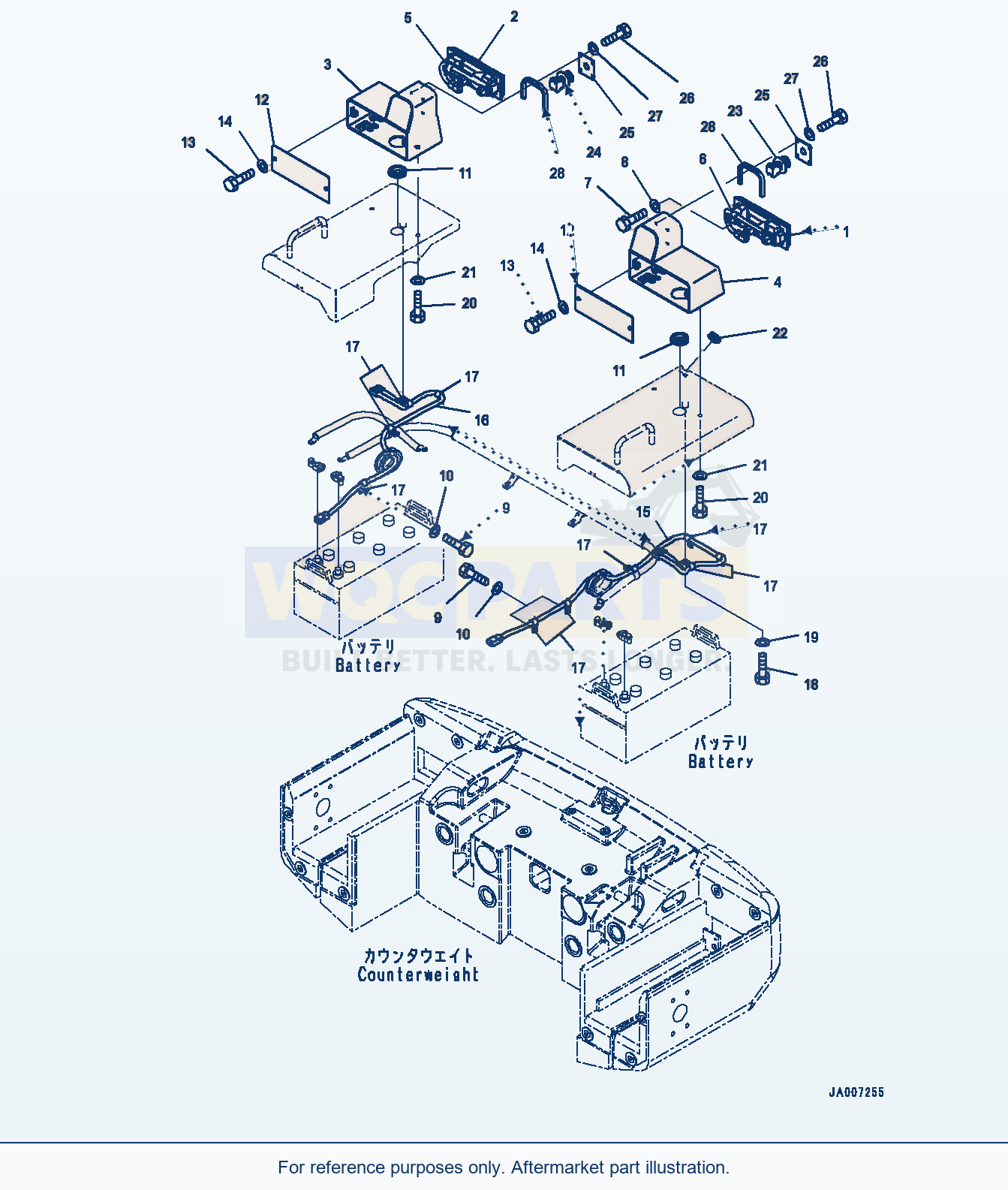 Komatsu WA380-6 Battery Case, Rear Combination Lamp (#66090-) parts diagram