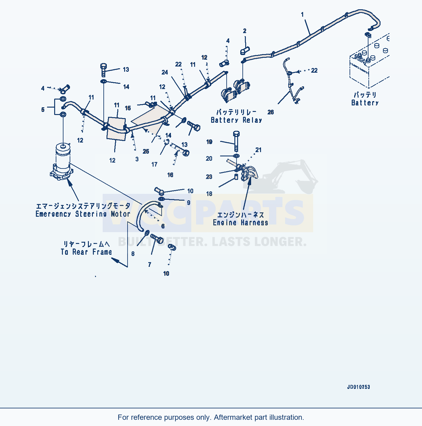 Komatsu WA380-6 Rear Wiring Harness, Battery Cable (#66090-) parts diagram