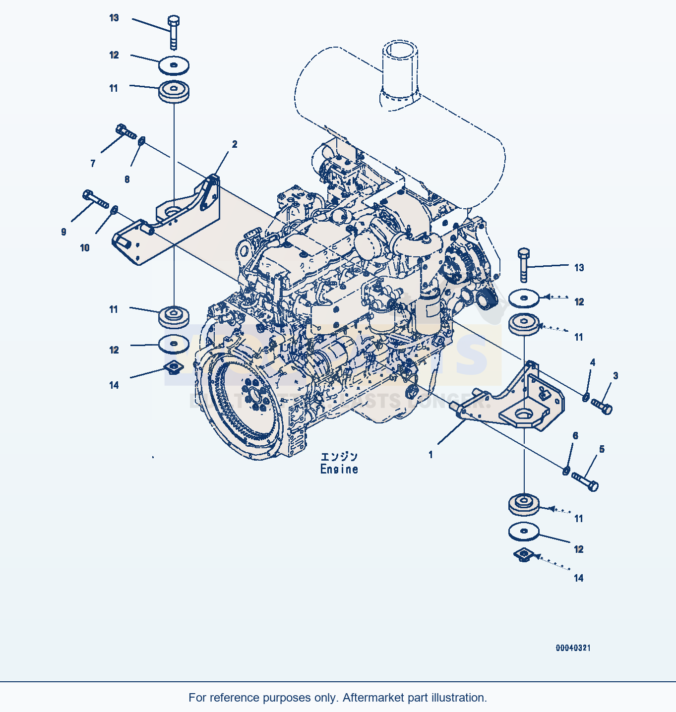 Komatsu WA380-6 Engine Mounting (#65949-) Serial 65949-UP parts diagram