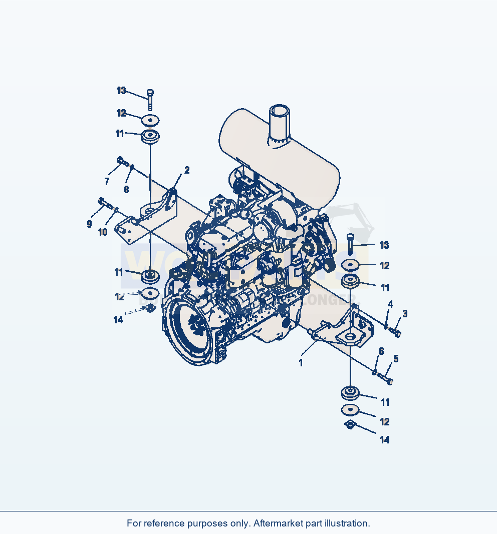Komatsu WA380-6 Engine Mounting parts diagram