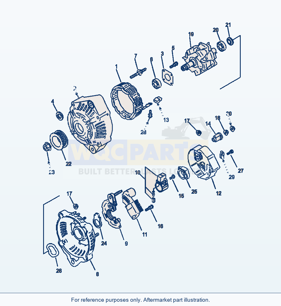 Komatsu WA380-6 Alternator 24 V - 60 Amp parts diagram