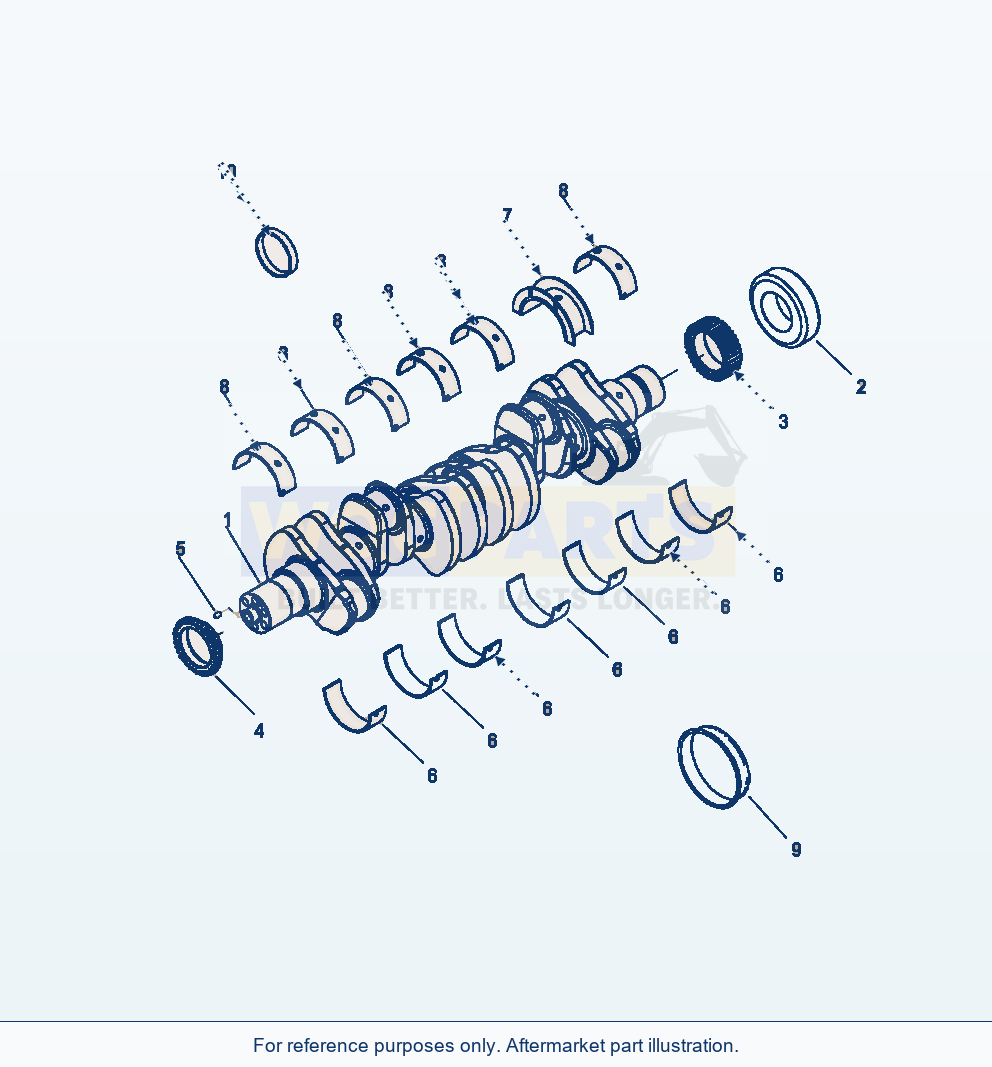 Komatsu WA380-6 Crankshaft Serial A54001-UP parts diagram