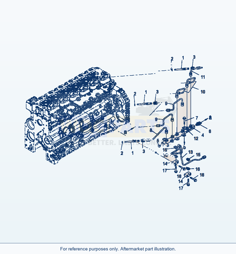 Komatsu WA380-6 Fuel Injection Piping parts diagram