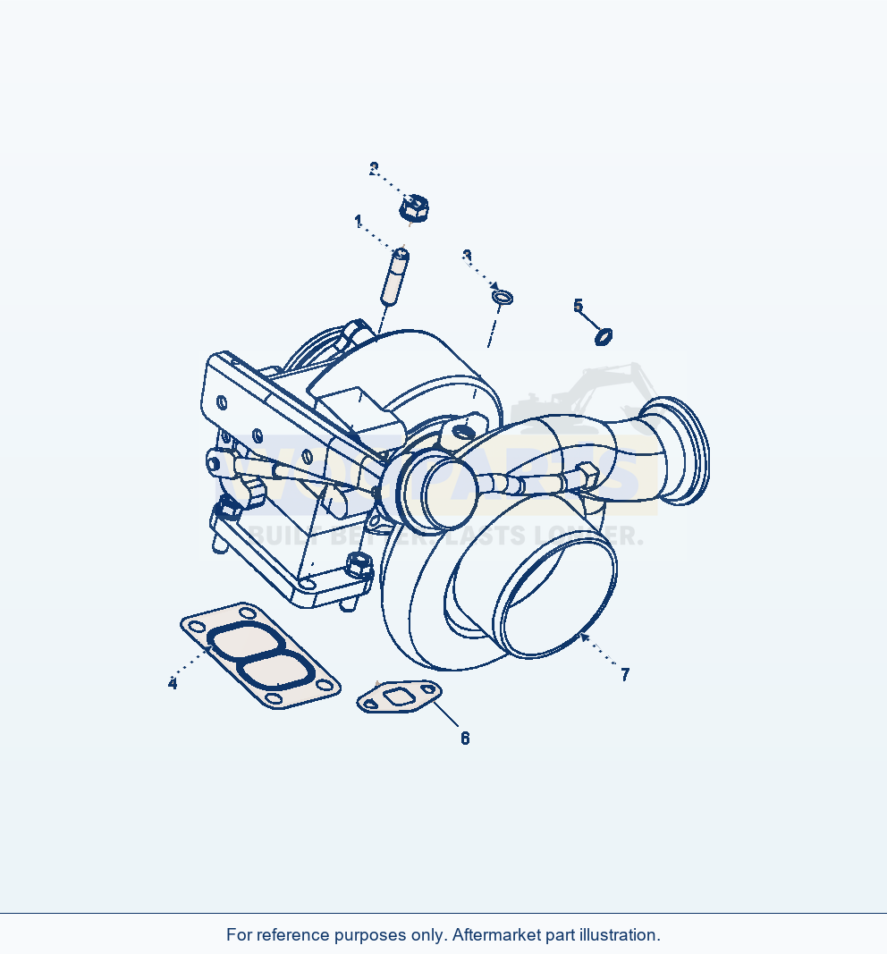 Komatsu WA380-6 Turbocharger Mounting parts diagram