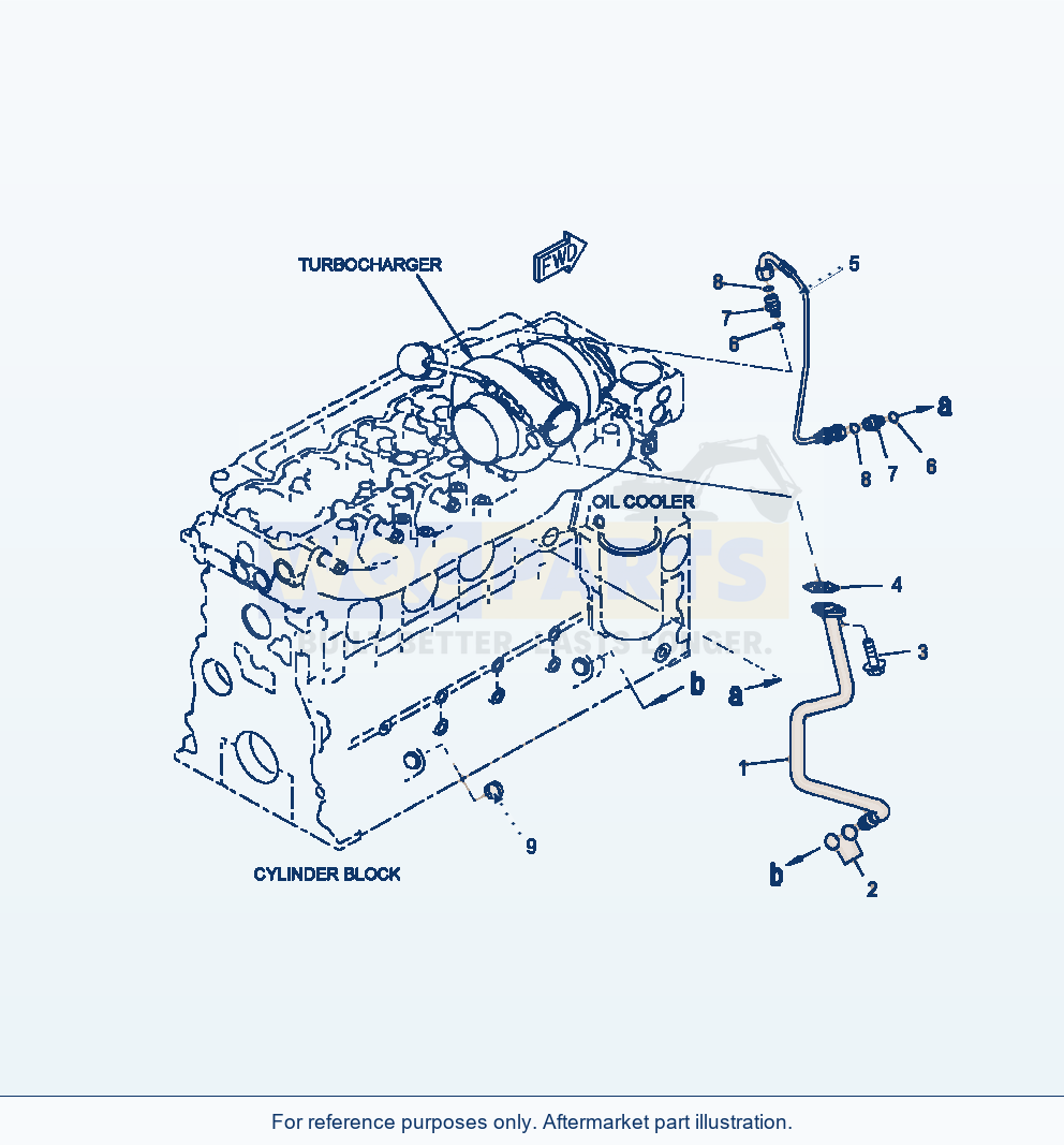 Komatsu WA380-6 Turbocharger Oil Piping Serial A54001-UP parts diagram
