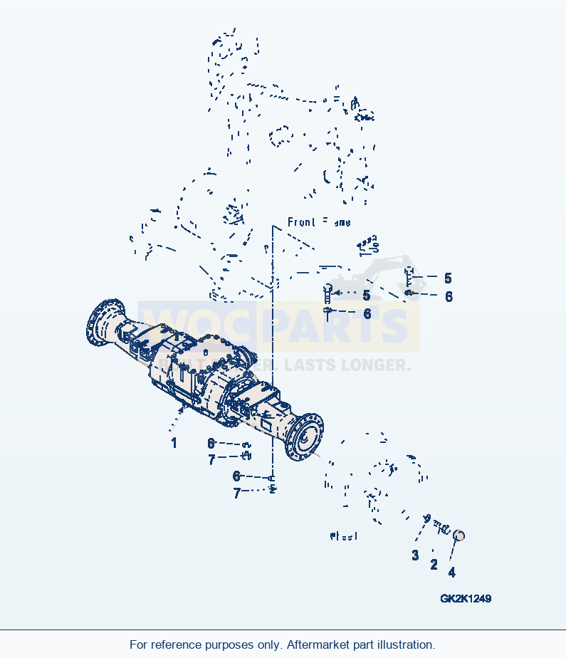 Komatsu WA380-6 Front Axle Mounting Serial H60051 - UP parts diagram
