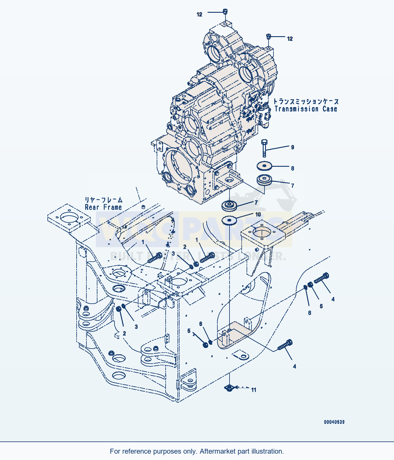 Komatsu WA380-6 Transmission Case Mounting parts diagram