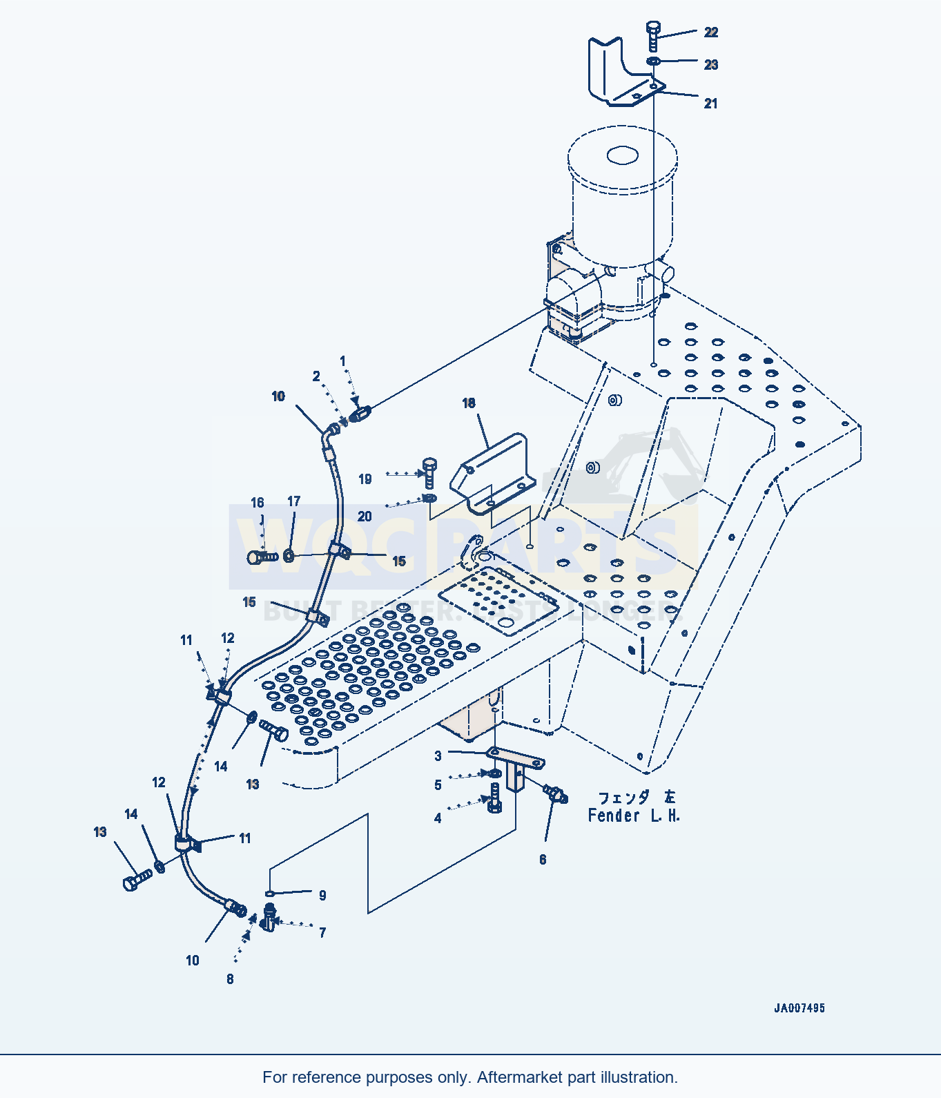 Komatsu WA380-6 Auto-Greasing Tube, Fender, L.H. (#66090-) parts diagram