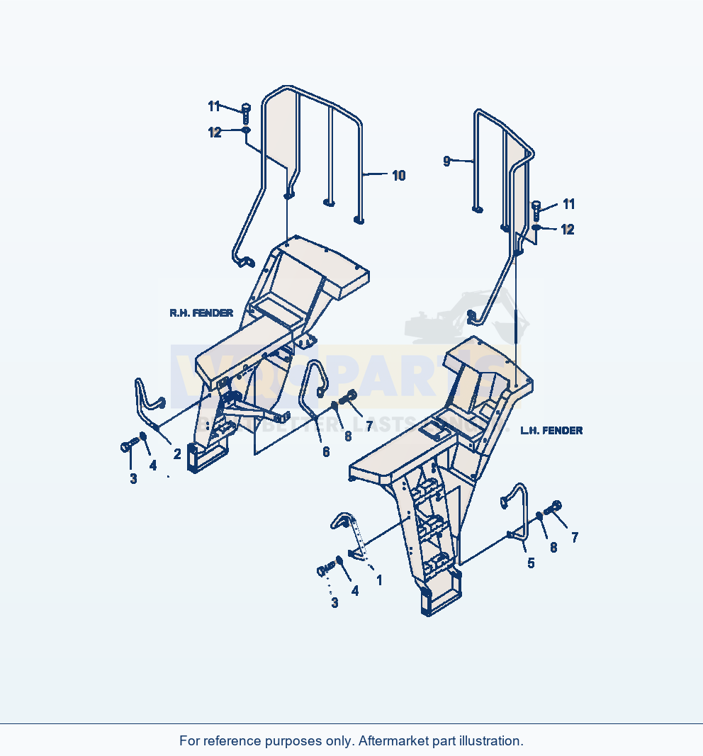 Komatsu WA380-6 Handrail Serial A53001-UP parts diagram