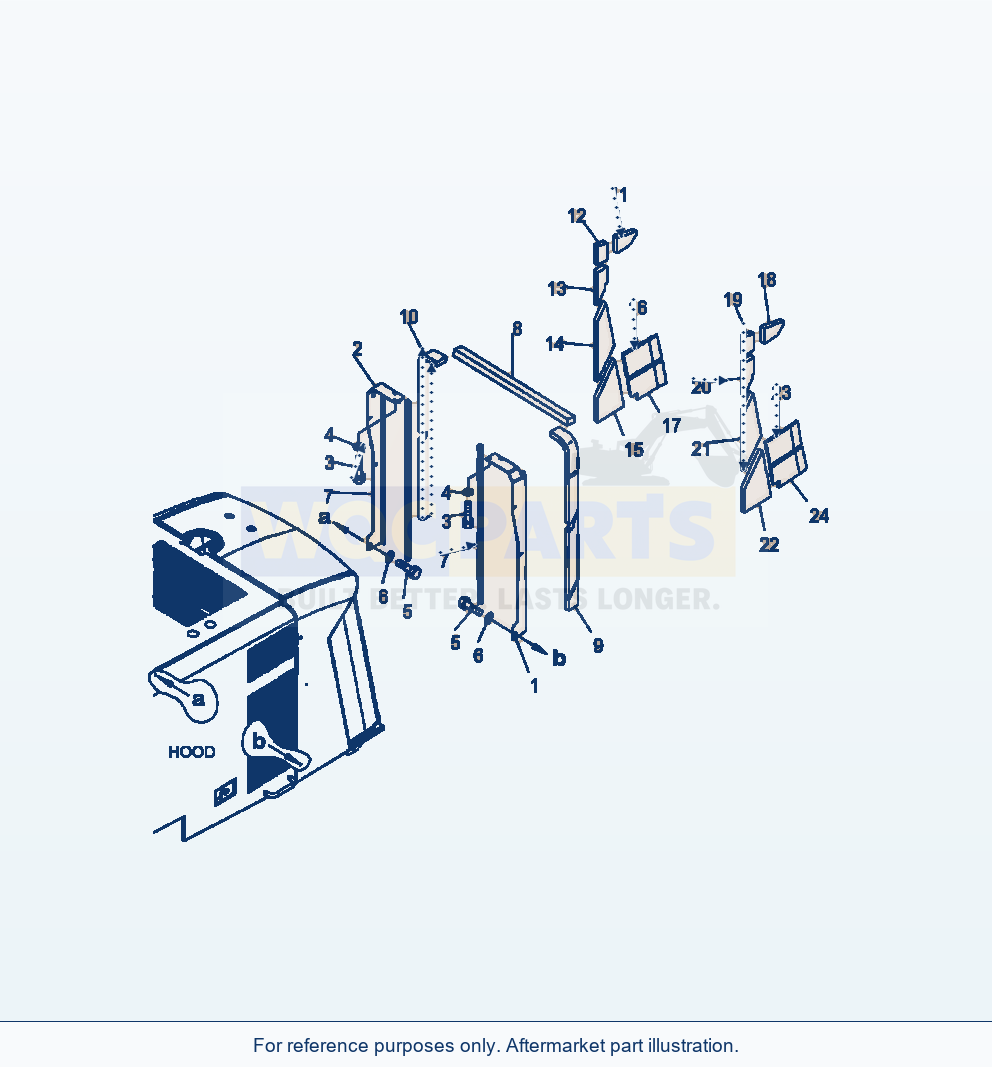 Komatsu WA380-6 Hood Grille Guard Serial A53001-UP parts diagram