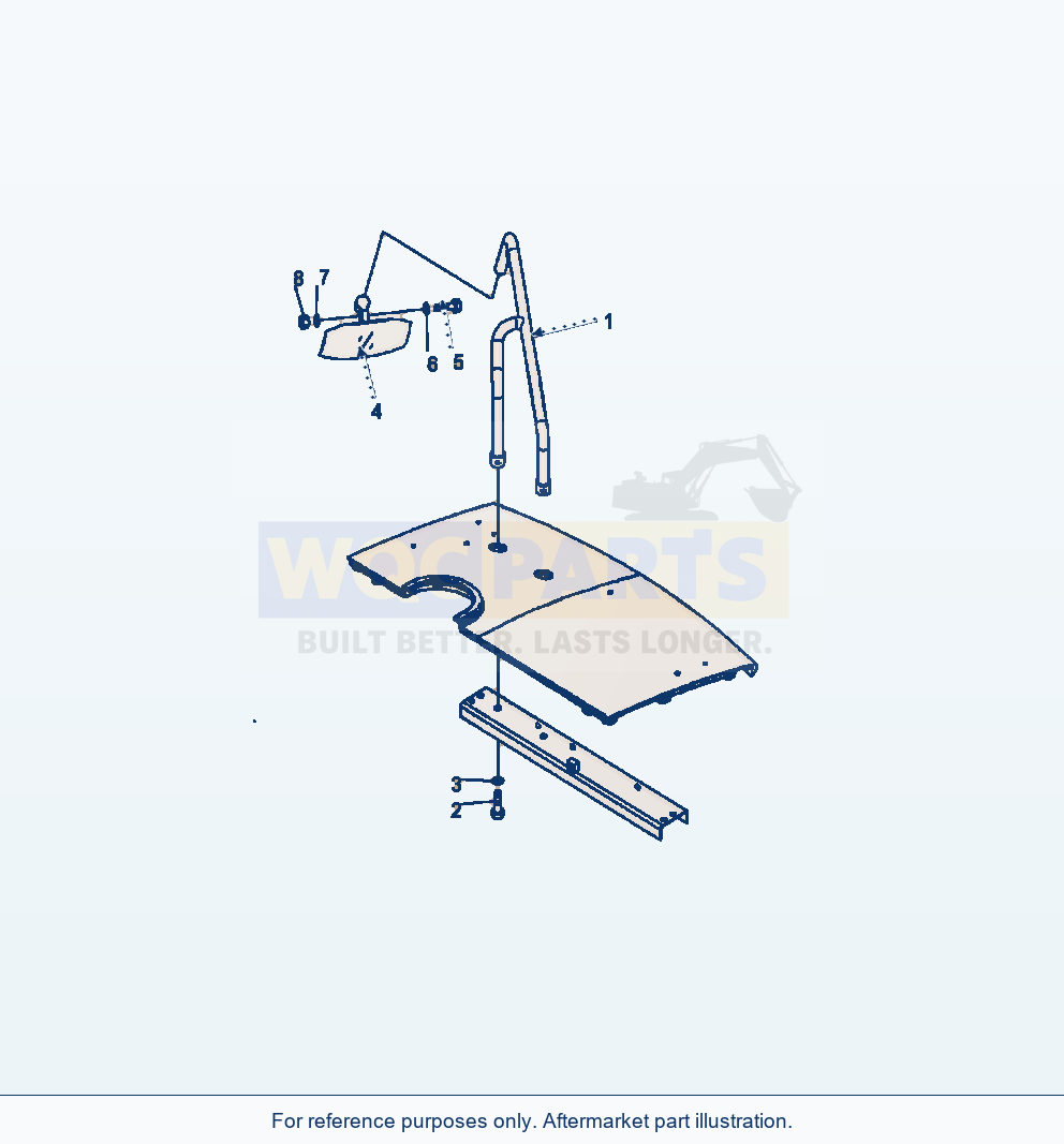 Komatsu WA380-6 Hood Mounted Mirror Serial A53001-UP parts diagram