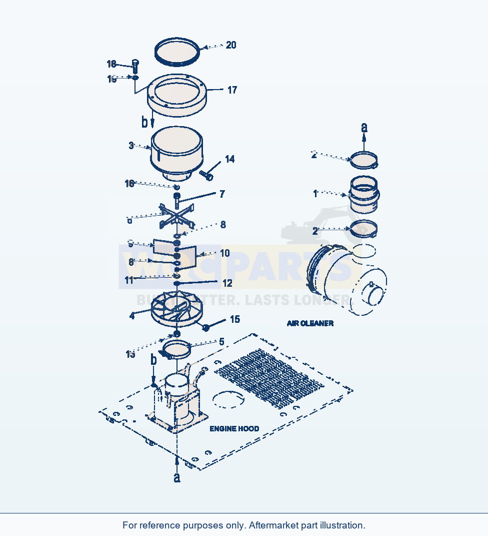 Komatsu WA380-6 Hood Pre-Cleaner Serial A53001-UP parts diagram
