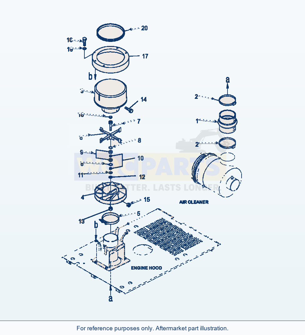 Komatsu WA380-6 Hood Pre-Cleaner Serial A54001-UP parts diagram