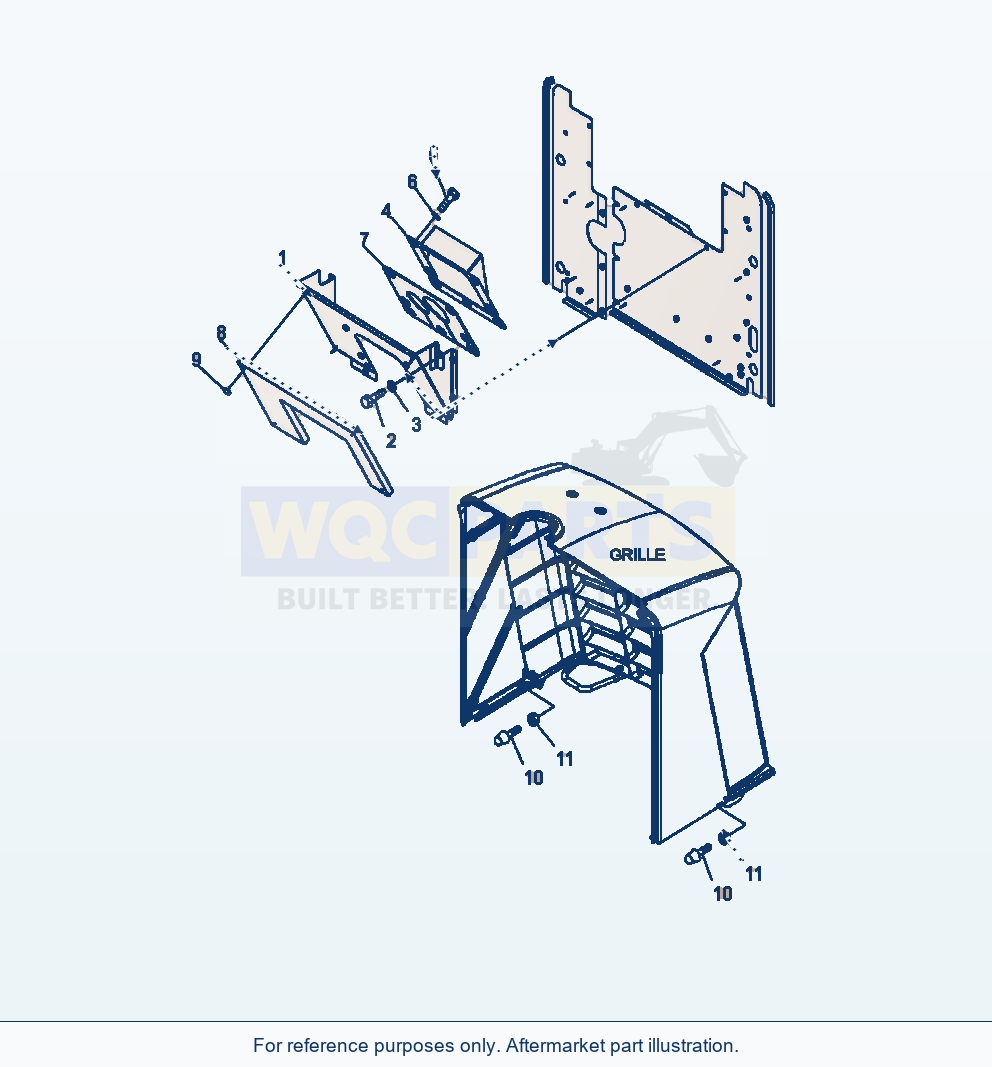Komatsu WA380-6 Hood Upper Baffle And Stopper Serial A53001-UP parts diagram