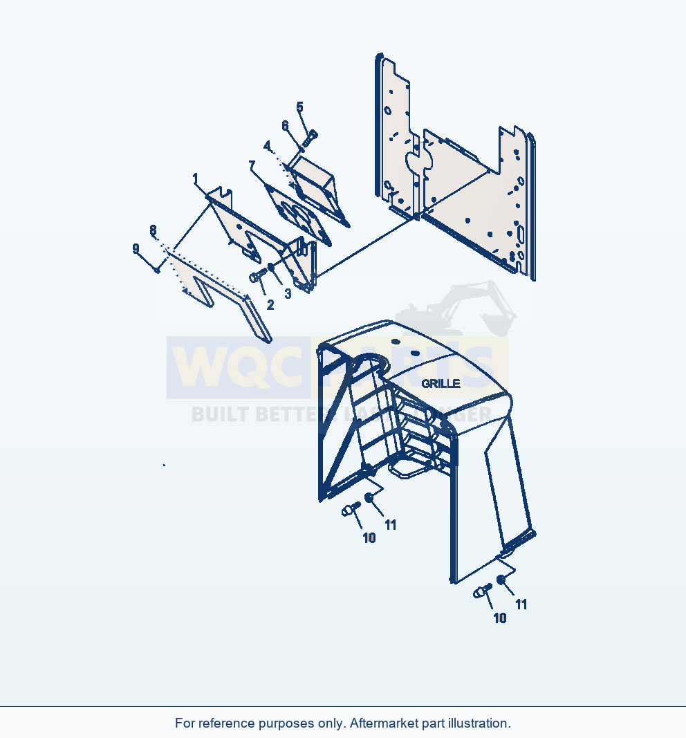 Komatsu WA380-6 Hood Upper Baffle And Stopper Serial A54001-UP parts diagram