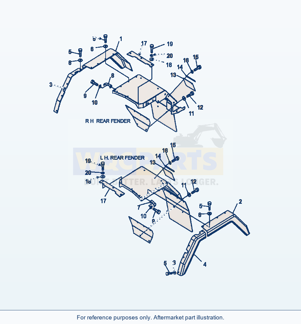 Komatsu WA380-6 Rear Fender Cover Serial A54001-UP parts diagram