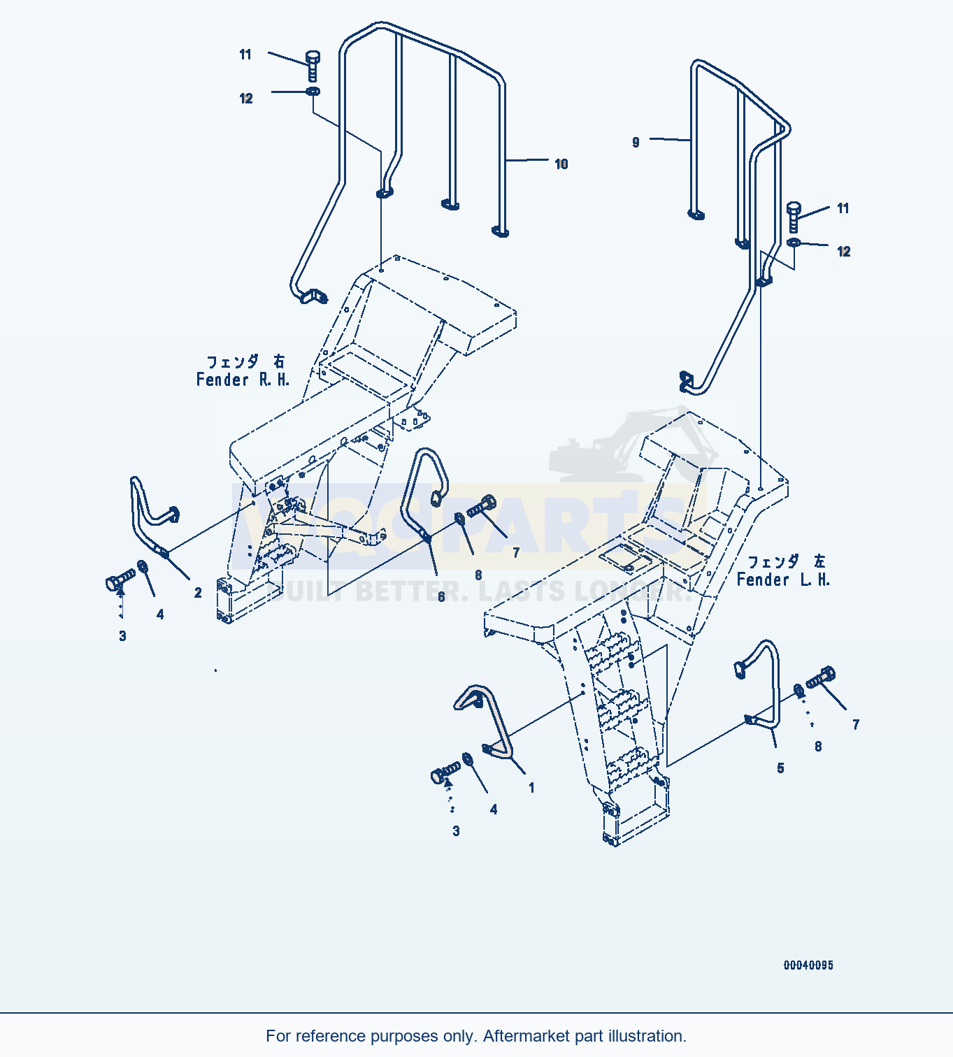 Komatsu WA380-6 Handrail, With Rear Full Fender (#65949-) parts diagram
