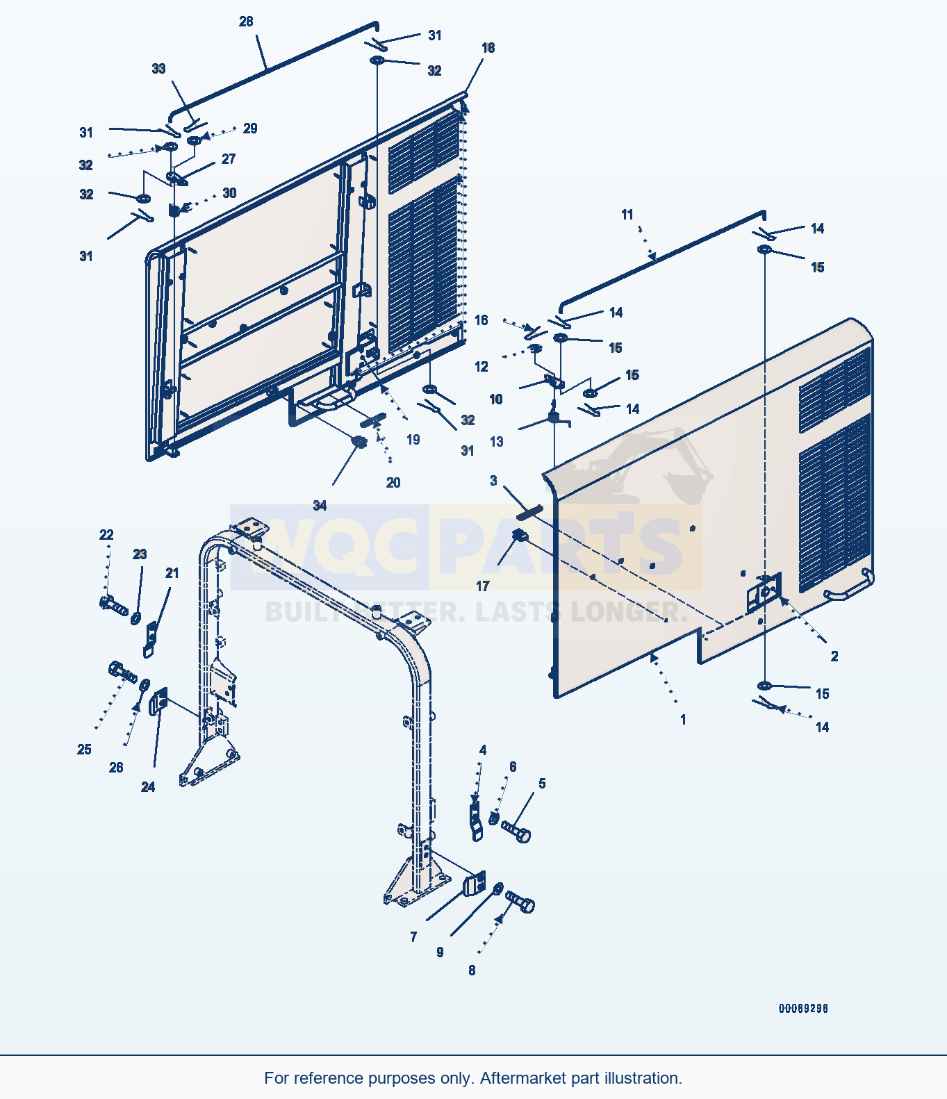 Komatsu WA380-6 Hood, With Pre-Cleaner, Door (#65949-) parts diagram