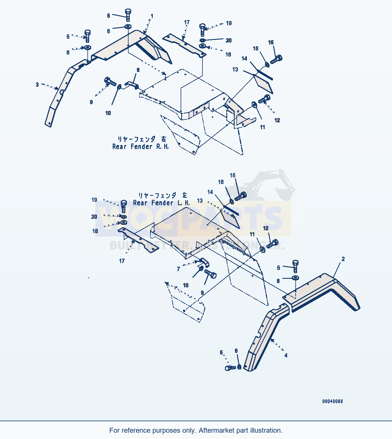Komatsu WA380-6 Rear Fender, Cover (#65949-) Serial 65949-UP parts diagram