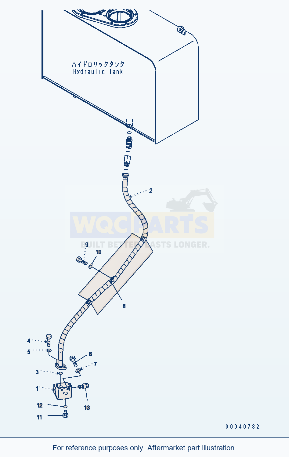 Komatsu WA380-6 Hydraulic Piping (T Block Drain Line) parts diagram
