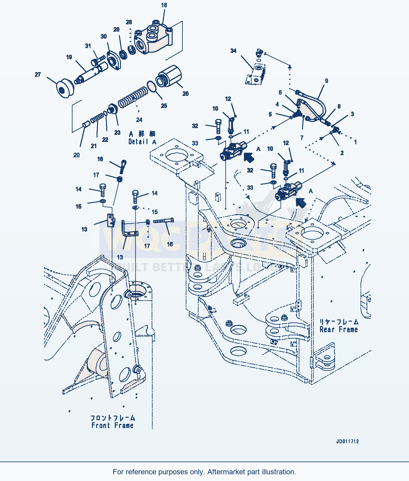 Komatsu WA380-6 Steering Hydraulic Piping (Stop Valve) parts diagram