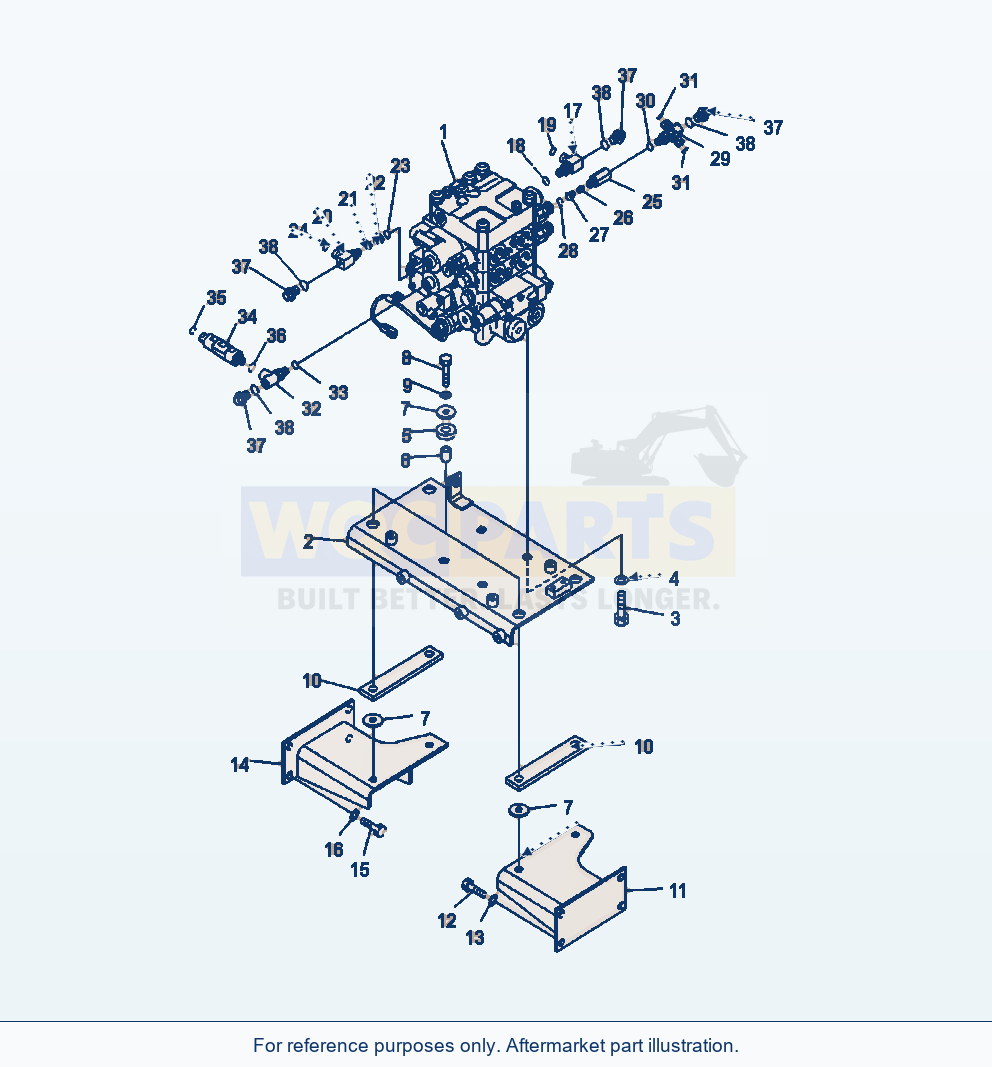 Komatsu WA380-6 Main Valve 2-Spool Valve Serial A54001-UP parts diagram