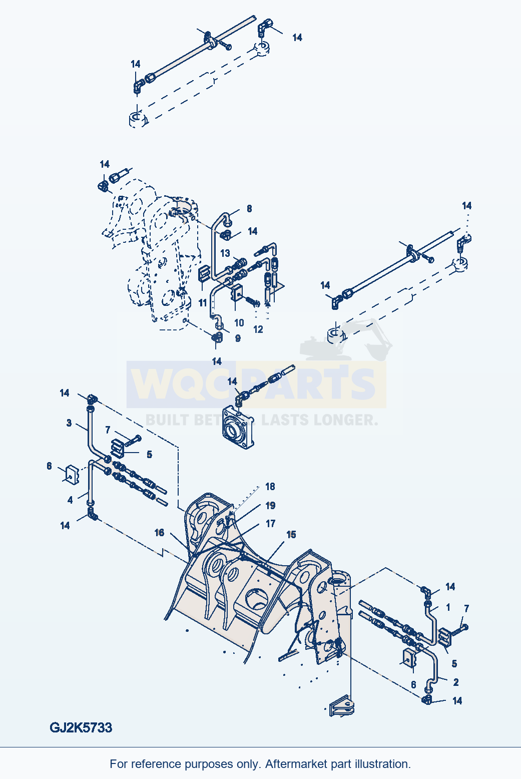 Komatsu WA380-6 Central Lubrication (Front Frame) parts diagram