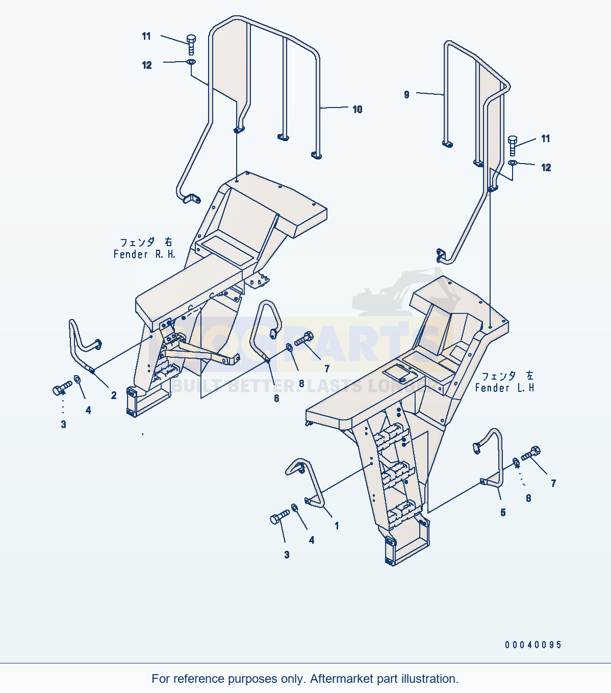 Komatsu WA380-6 Handrail Serial H60051 - UP parts diagram