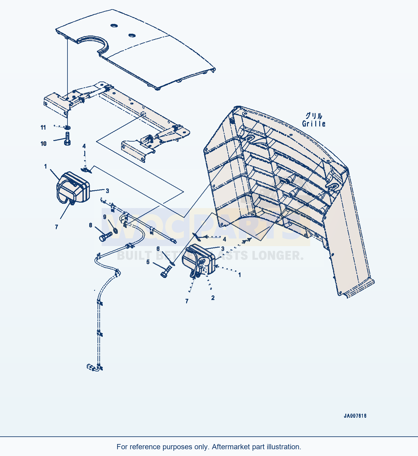 Komatsu WA380-6 Hood (Lamp And Grille Mounting Parts) parts diagram