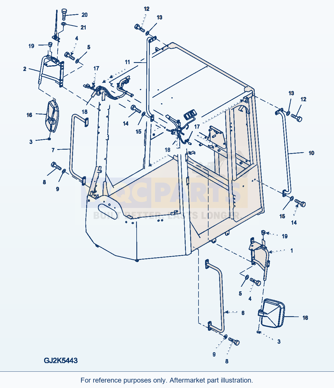 Komatsu WA380-6 Mirror And Rail parts diagram