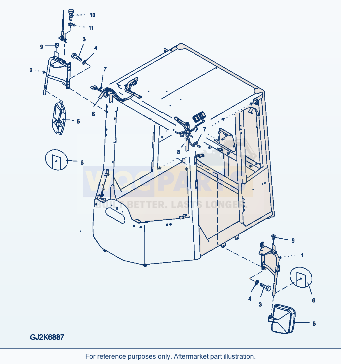 Komatsu WA380-6 Mirror (Convex) parts diagram