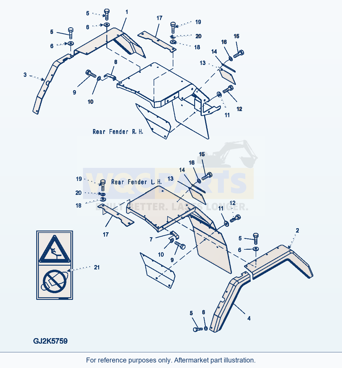 Komatsu WA380-6 Rear Fender (Cover) parts diagram