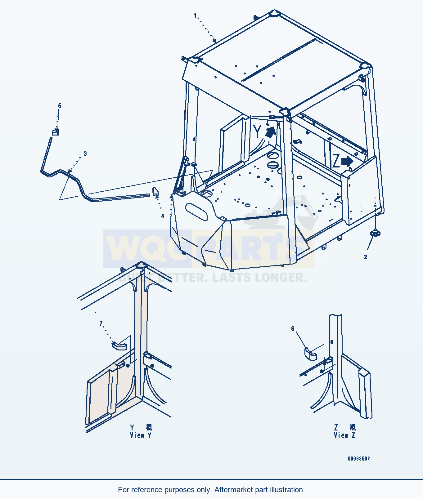 Komatsu WA380-6 Rops Canopy, Body (#65949-) Serial 65949-UP parts diagram
