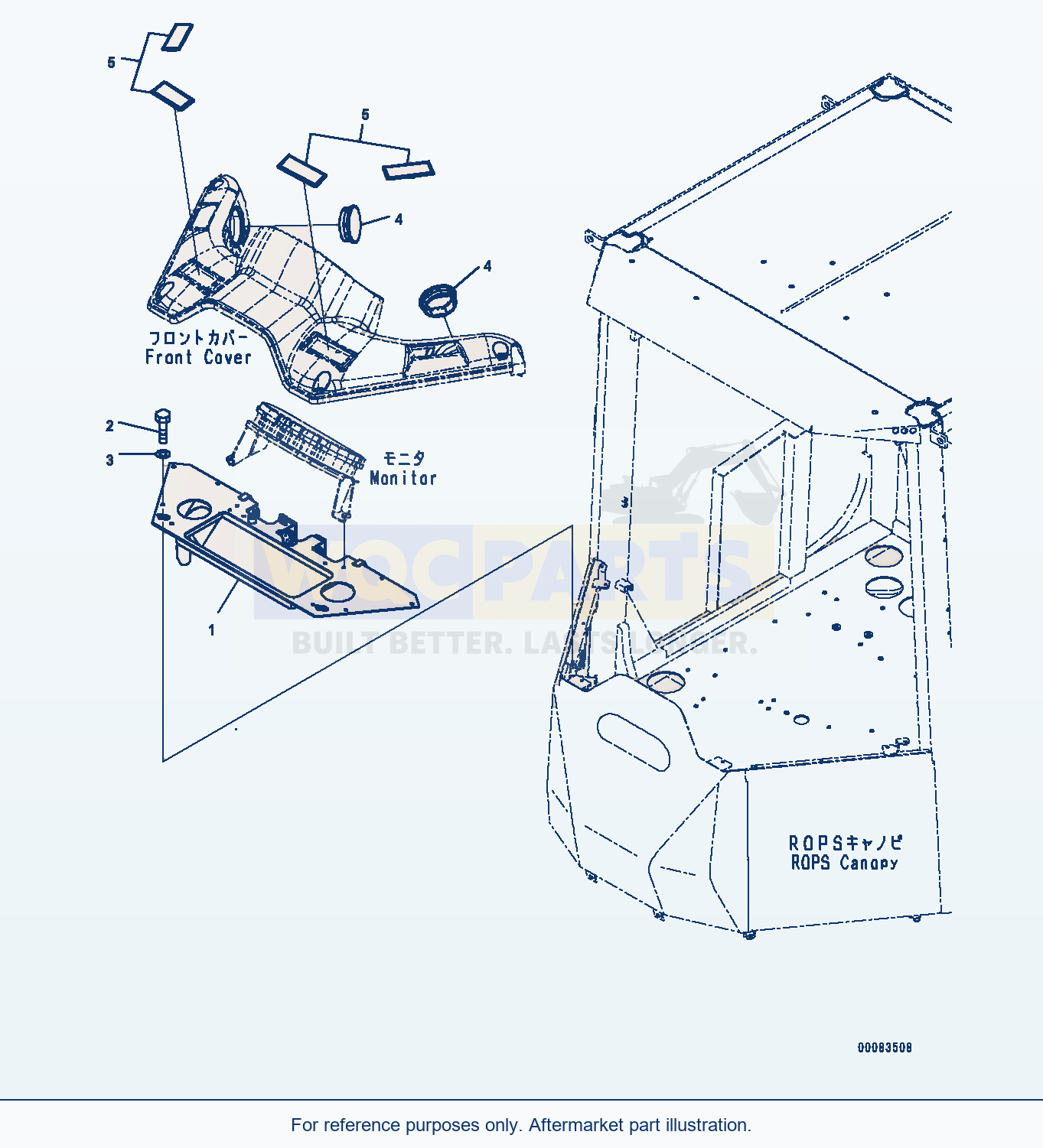 Komatsu WA380-6 Rops Canopy, Bracket (#65949-) Serial 65949-UP parts diagram