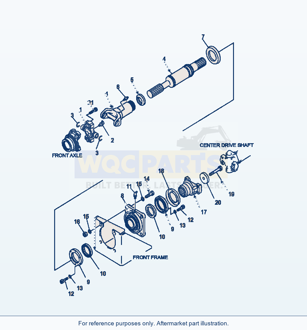 Komatsu WA380-6 Drive Shaft Front Serial A53001-UP parts diagram