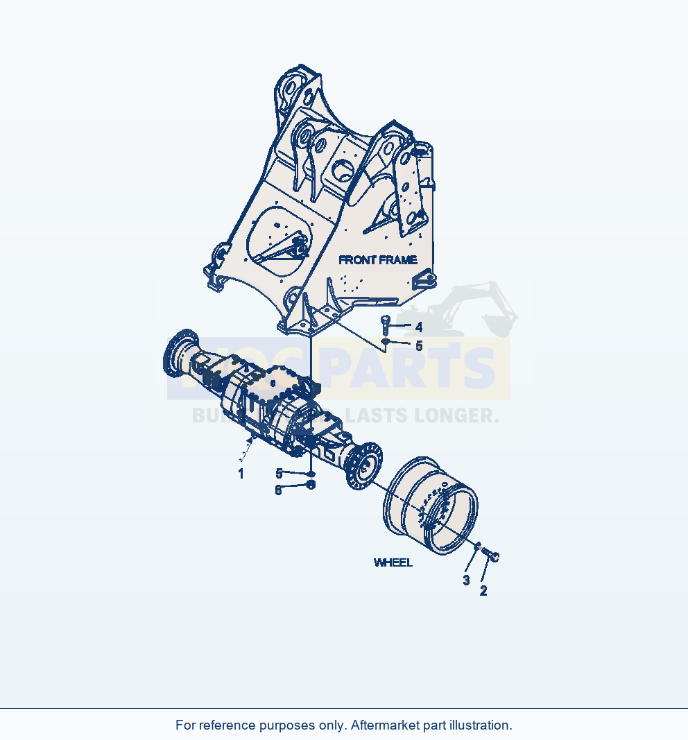 Komatsu WA380-6 Front Axle Mounting Serial A53001-UP parts diagram