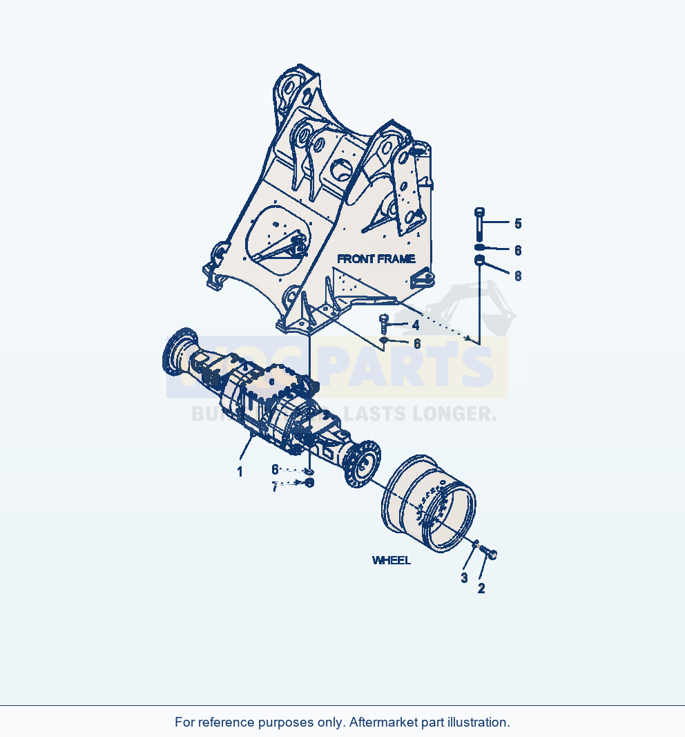 Komatsu WA380-6 Front Axle Mounting Serial A54001-UP parts diagram