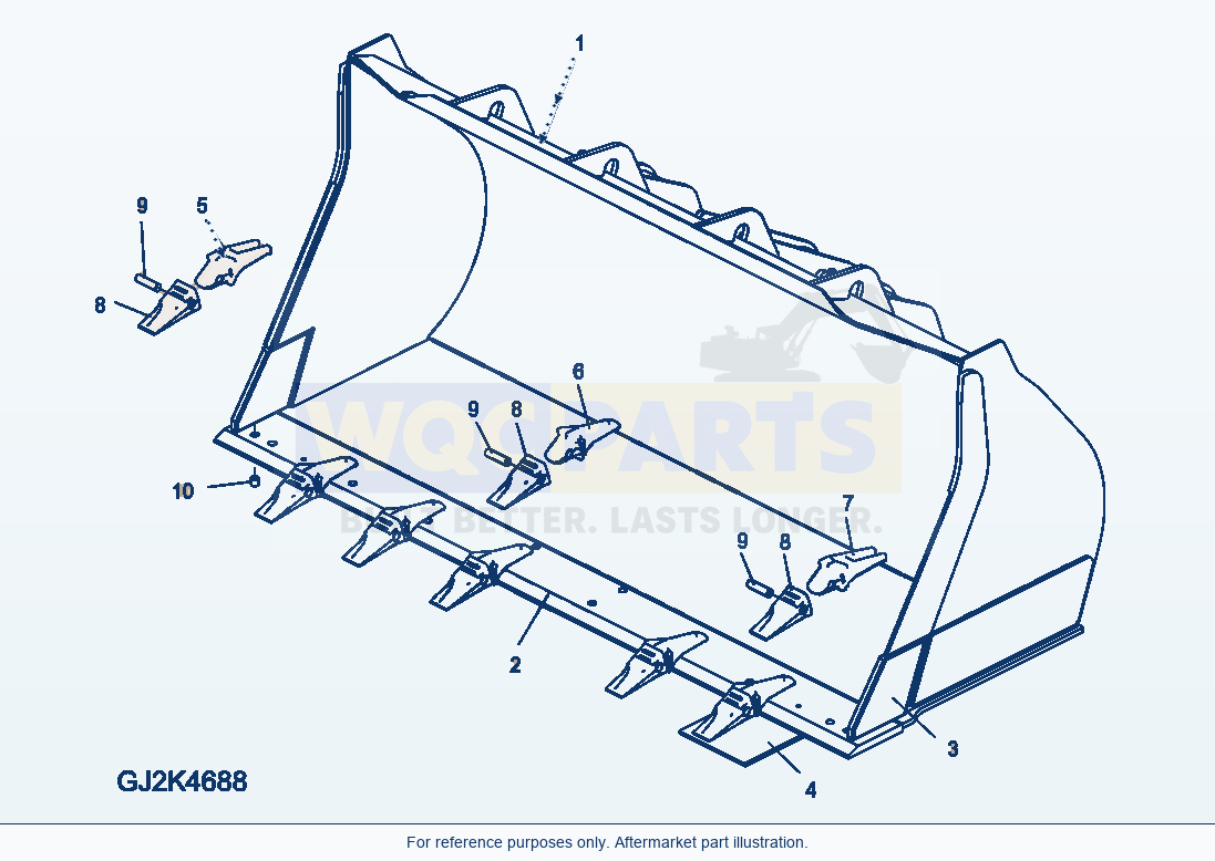 Komatsu WA380-6 Bucket 3.1Cbm (With Teeth) (A) parts diagram